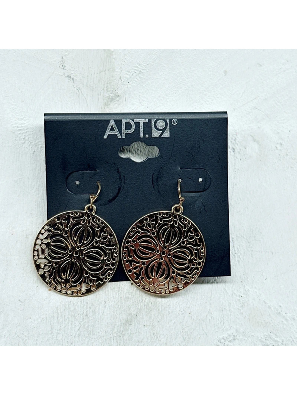 3092mc. Goldtone Mandala Earrings Apt 9